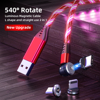 AUFU LED płynące światło ładowanie magnetyczny przewód USB Glow typ C kabel magnetyczny kabel Micro ładowarka do iPhone Huawei Samsung 2